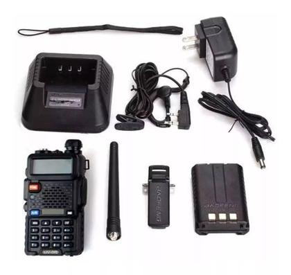 Imagem de Rádio Comunicador HT Dual Band UHF VHF UV-5R com FM Fone de Ouvido PTT