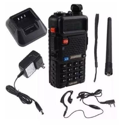 Imagem de Rádio Comunicador HT Dual Band UHF VHF UV-5R com FM Fone de Ouvido PTT