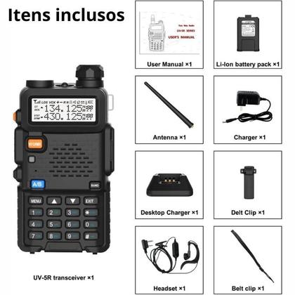 Imagem de Rádio Comunicador Ht Uhf Vhf Baofeng Uv-5R Dual Band Cor