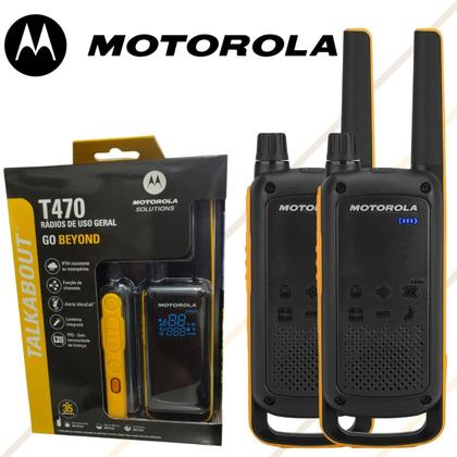 Imagem de Rádio Comunicador Motorola T470 Talkabout Preto/Amarelo  Alcance de Até 56 km