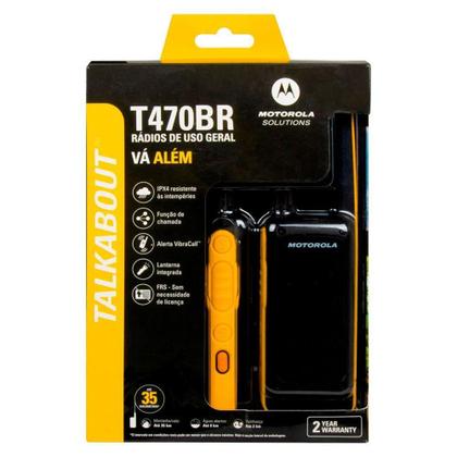 Imagem de Rádio Comunicador Motorola Talkabout  T470BR, 26 canais, 35KM, Lanterna, IPX4, Preto/Amarelo - 71670