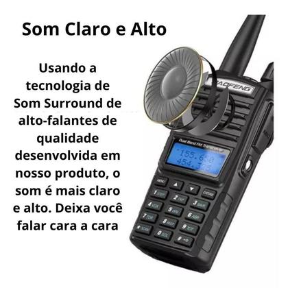 Imagem de Rádio Comunicador Uhf/vhf Walkie Talkie Baofeng Uv82 Alcance 5km  Com Fone Amador Bandas De Freqüência Cor Preto