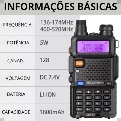 Imagem de Rádio Comunicador Walkie Talkie Ht Dual Band Fone Haiz Uv-5R
