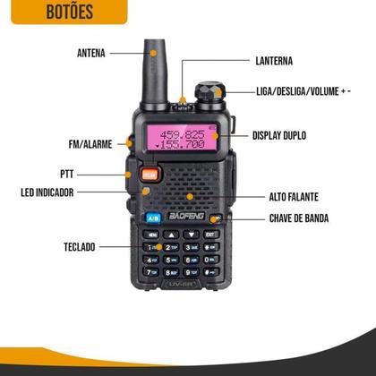Imagem de Rádio Comunicador Walkie Talkie Ht Dual Band Fone Haiz Uv-5R