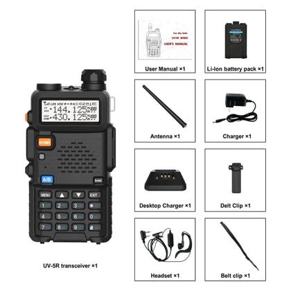Imagem de Rádio Comunicador Walkie Talkie Ht Dual Band Fone UV-5R