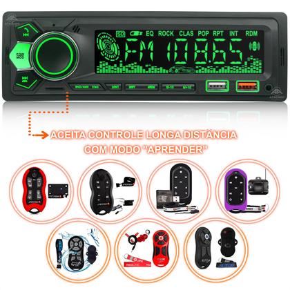Imagem de Radio de carro MP3 FM bluetooth Aparelho de som 7 Cores muda de cor 2 ent. USB LEY-1854A