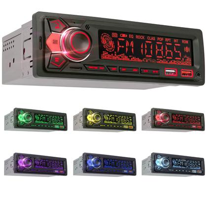 Imagem de Radio de carro MP3 FM bluetooth Aparelho de som 7 Cores muda de cor 2 ent. USB LEY-1854A