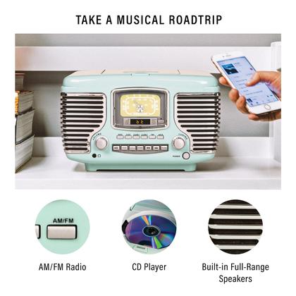 Crystia CRT Rα Rádio de Mesa Crosley CR612B-AB Corsair - AM/FM, Bluetooth e CD