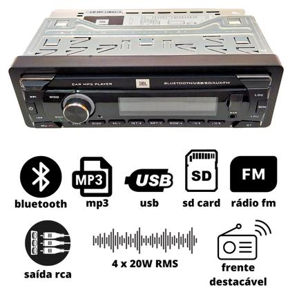 Imagem de Radio jbl celebrity 100 auxiliar bluetooth usb sd frente destacável pendrive fm som de carro