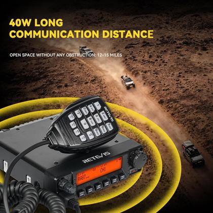 Imagem de Rádio móvel Retevis RA87 GMRS, estação base transceptora móvel de 40 W com cabo, 8 canais repetidores, Chirp, relógio duplo, rádio bidirecional de longo alcance para off-road (pacote preto com 1)