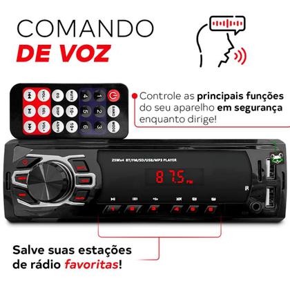 Imagem de Rádio Mp3 1 Din Player Som Automotivo de Carro 2 Usb Sd Auxiliar Bluetooth Universal