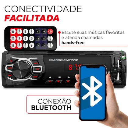 Imagem de Rádio Mp3 1 Din Player Som Automotivo de Carro 2 Usb Sd Auxiliar Bluetooth Universal