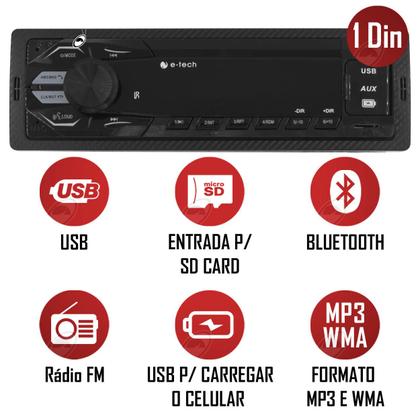 Imagem de Rádio MP3 E-Tech Premium Bluetooth USB