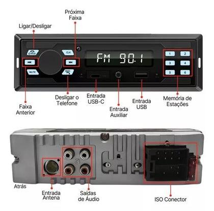Imagem de Radio Mp3 Som Automotivo Bluetooth Usb Sd Fm Aux 4x50w 12v
