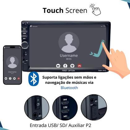 Imagem de Rádio MP5 CarPlay Android Auto 2Din + Câmera Ré Fox 2003 2004 2005 2006 2007 2008 2009 2010 até 2021