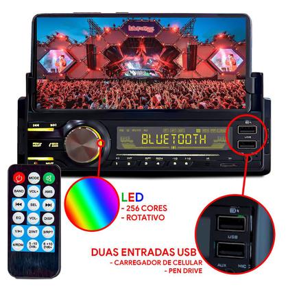 Imagem de Radio Para Carro Mp3 Com 2 Usb Bluetooth Fm Suporte Celular