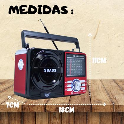 Imagem de Radio Portatil Am e fm A Pilha Retro Vintage Antigo Recarregavel Com Bluettoth e Usb