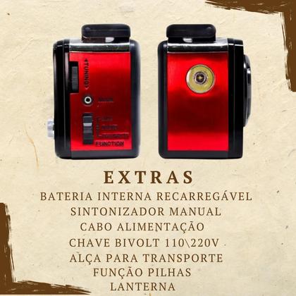 Imagem de Radio Portatil Am e fm A Pilha Retro Vintage Antigo Recarregavel Com Bluettoth e Usb