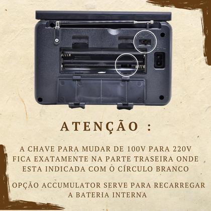 Imagem de Radio Portatil Am e fm A Pilha Retro Vintage Antigo Recarregavel Com Bluettoth e Usb