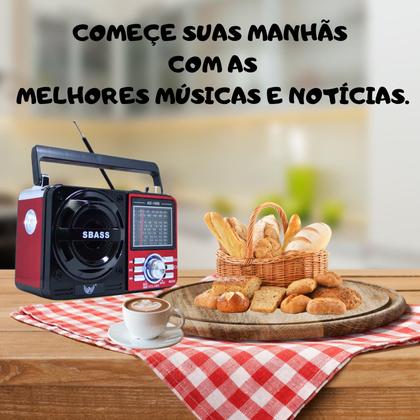 Imagem de Radio Portatil Am e fm A Pilha Retro Vintage Antigo Recarregavel Com Bluettoth e Usb