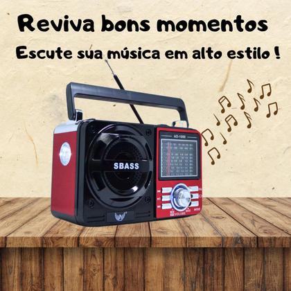 Imagem de Radio Portatil Am e fm A Pilha Retro Vintage Antigo Recarregavel Com Bluettoth e Usb