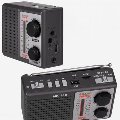 Imagem de Rádio portátil AM/FM/SW/MP3 lanterna Recarregável ou Pilhas MK-918 TG
