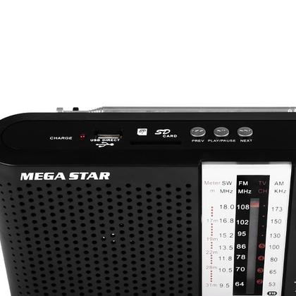 Imagem de Radio Portatil AM/FM/SW/TV Megastar RX188BTA 800 Watts P.M.P.O  - Preto