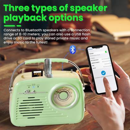 Imagem de Rádio portátil Bingxue Vintage Transistor AM/FM com Bluetooth