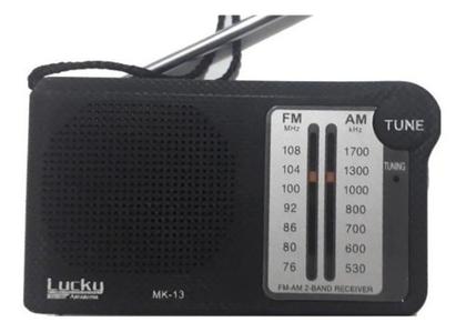 Imagem de Rádio portátil bolso Lucky MK-13 AM-FM Musicas entrada de Fone de Ouvido