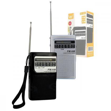 Imagem de Rádio Portátil De Bolso Radio AM FM Recarregável USBC Retro Presente Pai Vô AL-355 / AL-356