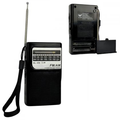 Imagem de Rádio Portátil De Bolso Radio AM FM Recarregável USBC Retro Presente Pai Vô AL-355 / AL-356
