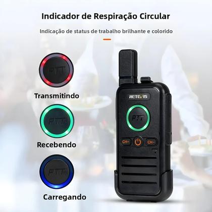 Imagem de Rádio Portátil Dual PTT Retevis RB645 PMR446 Com VOX USB C Para Hotel E Restaurante