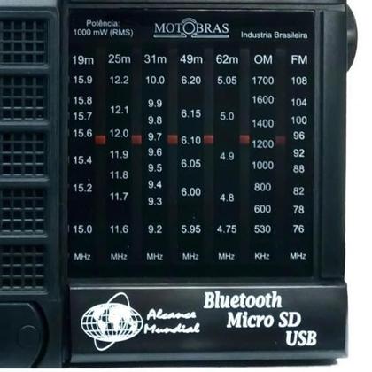 Imagem de Rádio Portátil Motobras RM-PU32AC 7 Faixas Preto