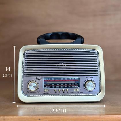 Imagem de Rádio Portátil Retrô Vintage Bluetooth Am Fm Recarregável Bivolt