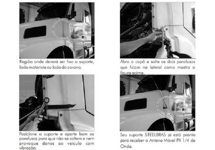 Imagem de Radio PX 40 Canais Rp-40 Antena Móvel 2,70 metros Marinox B-2003p Suporte Volvo NH Ap2327 Parafusos Anti Furto R-30 Cabo 5,5 metros B-3001