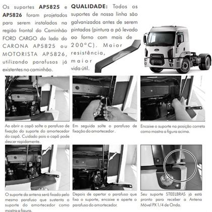 Imagem de Rádio Px 40 Canais Rp-40 Antena Px Alongador 60cm Marinox 2,70 Metros Cabo 5,5 Metros Suporte Dianteiro Ford Cargo Lado Motorista