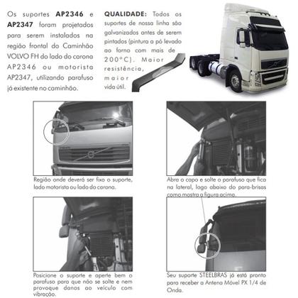 Imagem de Rádio Px 80 Canais RP-50 Antena Argentina Black Cabo 5,5m Suporte Carona Dianteiro Volvo Fh