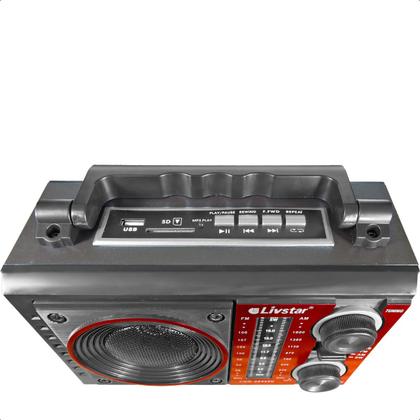 Imagem de Rádio Recarregável Portátil Am Fm Usb Sd Cnn 2844ru Vermelho 5W