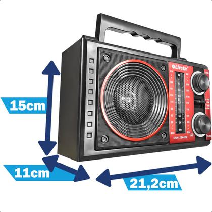 Imagem de Rádio Recarregável Portátil Am Fm Usb Sd Cnn 2844ru Vermelho