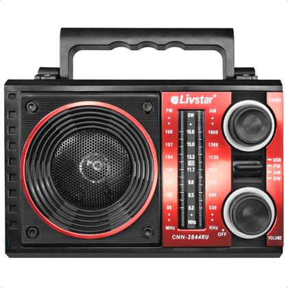 Imagem de Rádio Recarregável Portátil Am Fm Usb Sd Cnn 2844ru Vermelho