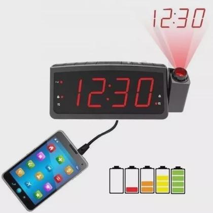 Imagem de Radio Relógio Despertador Com Projetor Digital Lelong Le-672 Fm Usb Cor Preto 110/220V