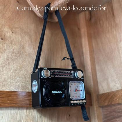 Imagem de Rádio Relógio Portátil AM FM Bluetooth Recarregável