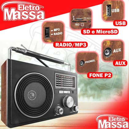 Imagem de Rádio Retrô Recarregável Analógico Bluetooth Bivolt AM/FM CNN-686