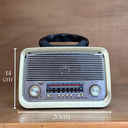 Imagem de Radio Retro Vintage A Pilha E Tomada Am Fm Bluetooth Mp3 Usb