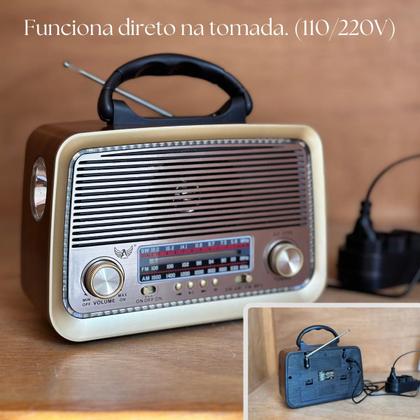 Imagem de Radio Retro Vintage A Pilha E Tomada Am Fm Bluetooth Mp3 Usb