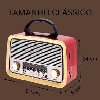 Imagem de Radio Retro Vintage AM FM Bluetooth USB Recarregavel com Lanterna 