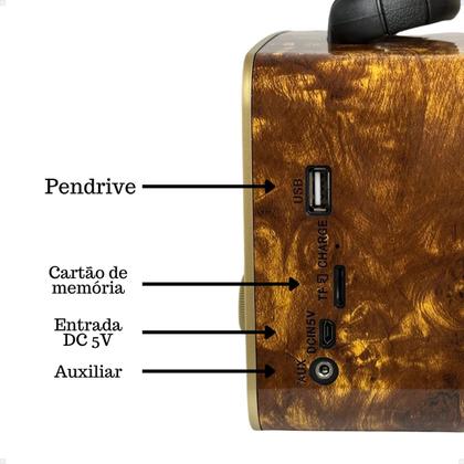 Imagem de Radio Retro Vintage Am Fm Longo Alcance Bluetooth Usb Bivolt