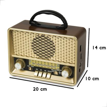 Imagem de Rádio Retrô Vintage AM/FM/SW Com Bluetooth, USB, Cartão TF, Bateria 1200mAh, Entrada Bivolt, Som Potente E Homologação Anatel