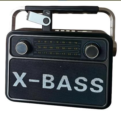 Imagem de Rádio Retro Vintage XBASS AM, FM, SW, USB, Cartão TF, AUX e Bluetooth 5.0, Portátil Bateria recarregável ou Pilhas.