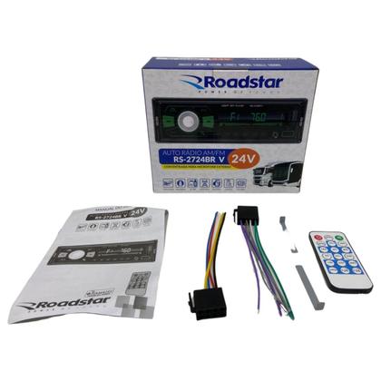 Imagem de Rádio Roadstar RS2724 24v BT/2 USB/SD/FM/Auxiliar + 2 Alto Falantes 6  Bomber 100w